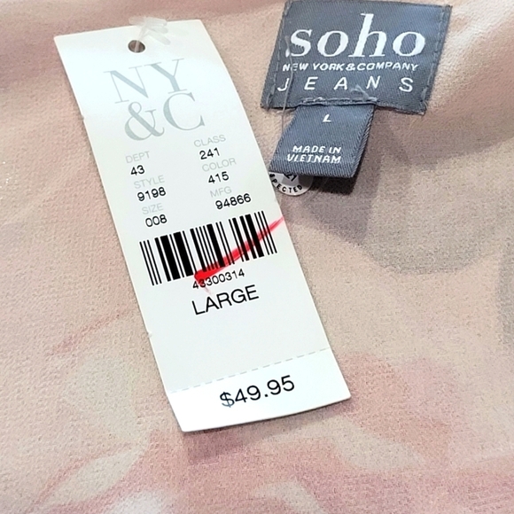 NWT Soho NY&C Floral Cold Shoulder Long Sleeve Blouse - Picture 5 of 7